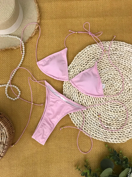 Bathing Suit Women Micro Bikini Sexy Swimsuit Female Swimwear Solid Mini Bikini Set Brazilian Biquini Swimming Suits Beachwear